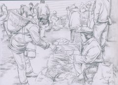 北京畫室場景速寫熱鬧街市范畫賞